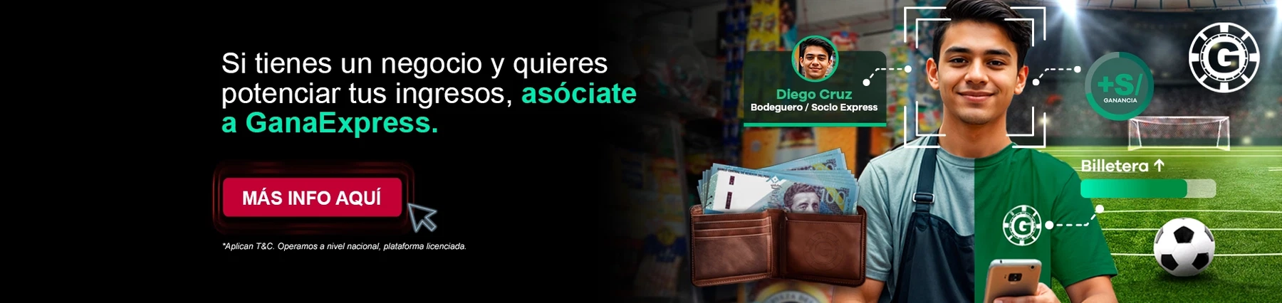 Potencia tu negocio
Tienes bodega pero quieres ganar más
Haz crecer tu billetera
Más ingresos
Asóciate con GanaExpress
